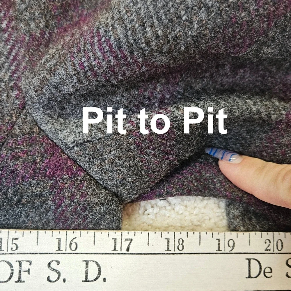 Ann Taylor LOFT Plaid Wool‎ Blend Double Breasted Fit Flare Coat Tailored Size 2